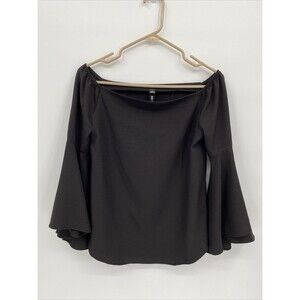 Design Lab Off the Shoulder Top Size XS Black Flutter Sleeves